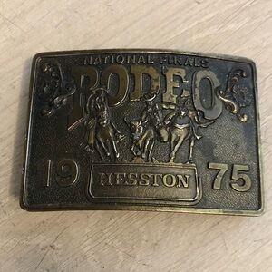 Vintage 1975 Hesston National Finals Rodeo American Cowboy Belt Buckle